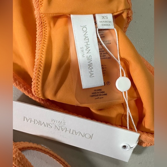 NWT Jonathan Simkhai Umi Textured One Shoulder Bikini Top & Bottom Set Orange XS - Picture 7 of 11